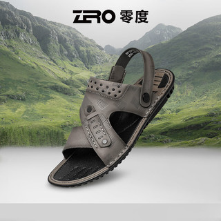 零度Zero男鞋新品手工缝制凉拖鞋防滑耐磨透气沙滩凉鞋 灰色 39