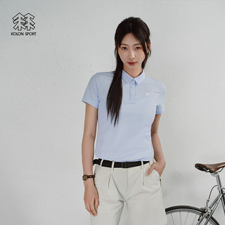 KOLON SPORT/可隆POLO衫 女子户外休闲运动吸湿速干翻领打底短袖T恤 LKPT4MTT02-LB 浅蓝色 170/L