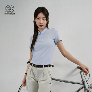 KOLON SPORT/可隆POLO衫 女子户外休闲运动吸湿速干翻领打底短袖T恤 LKPT4MTT02-LB 浅蓝色 170/L