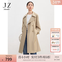 玖姿·安娜蔻清爽简约英伦风落肩收腰经典风衣外套2024春季 卡其 S