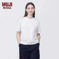 无印良品 MUJI 女式 天竺织 圆领短袖T恤 打底衫女款内搭多巴胺BB2P5A4S 白色 S 155/80A