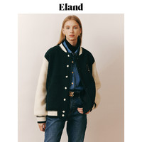 E·LAND 衣恋 Eland衣恋棒球服女宽松学院风撞色拼接仿羊羔毛外套女