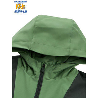 Skechers斯凯奇男童冲锋衣两件套保暖冬季儿童羊羔绒马甲P124B001 松绿色/02P5 165cm
