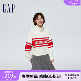 Gap 盖璞 女装春季2024LOGO撞色半拉链套头卫衣405064宽松运动上衣 白红撞色 175/92A(XL) 亚洲尺码