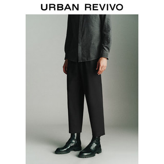 URBAN REVIVO UR2024春季男装时尚宽松简约休闲百搭纯色萝卜裤UMU640012 正黑 30