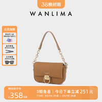 WANLIMA 万里马 2022新款马鞍包单肩牛皮小方包简约纯色复古时尚女包腋下包