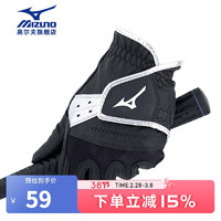 美津浓（MIZUNO）高尔夫手套 男士单支左手 防滑耐磨手套 Golf练习手套 5MAML21009-09黑色（单支） 25