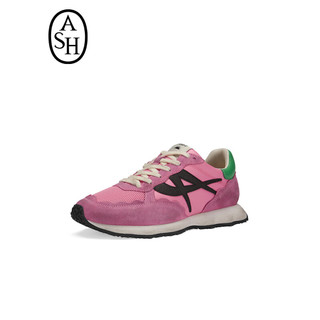 ASH女鞋2024春季SUNSTAR系列做旧复古撞色休闲运动鞋德训鞋 粉色/绿色 39