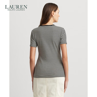 RALPH LAUREN 拉夫劳伦 女士条纹弹力圆领T恤 RL61948 黑白条纹 XL