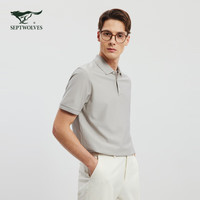 七匹狼【桑蚕丝】短袖T恤男夏季丝羊毛提花翻领POLO男士t恤弹力透气男装 180/96A/XXL 010(米灰)
