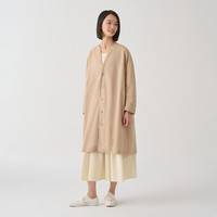 无印良品（無印良品 MUJI）IDEE 女式 平纹 无领夹克衫 外套 GAD02C4S 米色 M (155/80A)