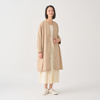 无印良品（MUJI）IDEE 女式 平纹 无领夹克衫 外套 GAD02C4S 米色 M (155/80A)