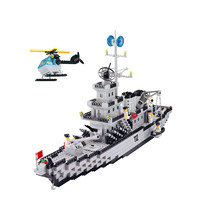 QMAN 启蒙 玩具大型航空母舰拼装乐高积木军事大型军舰男孩子6-12岁112