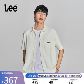 Lee24早春新品舒适版Logo织标米白色男短袖衬衫休闲LMT008131204 米白色 M