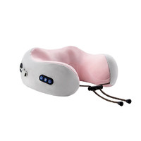 颈部按摩枕头 U型多功能 电动肩颈 3D按摩头 白+粉色