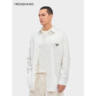 trendiano极简风牛仔衬衫2024年春季时尚宽松开衫外套男潮 米白 s