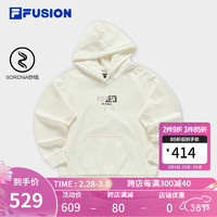 FILA FUSION斐乐潮牌女子连帽卫衣2024春季时尚针织宽松上衣 纶度白-WT 175/92A/XL