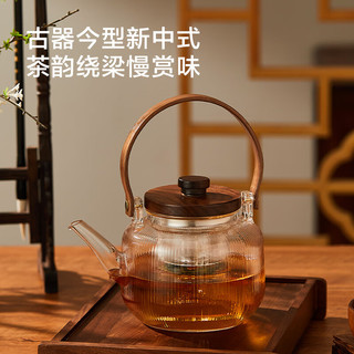 京东京造 胡桃木提梁玻璃茶壶 900ml