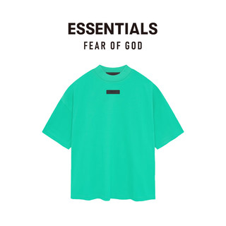 FEAR OF GOD ESSENTIALS橡胶标棉质短袖T恤美式高街时尚潮牌宽松舒适透气简约短袖 水墨黑 Ink S