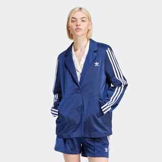 adidas adicolor马思纯同款复古休闲西装外套女阿迪达斯三叶草 中古蓝 32