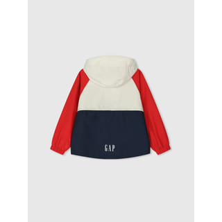 Gap男童2024春季防风撞色小熊logo连帽外套儿童装夹克401265 红蓝撞色 130cm(S)亚洲尺码