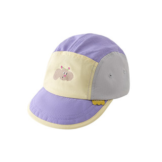 papa爬爬春季儿童帽子卡通男女宝宝撞色鸭舌帽可爱洋气百搭时髦潮 紫色 54cm