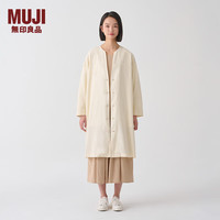 無印良品 MUJI(無印良品 )IDEE 女式 平纹 无领夹克衫 外套 GAD02C4S 米白色 L (165/88A)