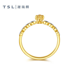 谢瑞麟（TSL）三八妇女节 18K金钻石戒指女彩钻系列菱形黄钻戒指指环BD274 13号圈口（钻石共9颗，约3分）