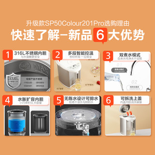 Midea 美的 电热水瓶201pro   316不锈钢5L多段温控 上盖可拆 5L