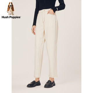 Hush Puppies暇步士女装2024春季简约米白百搭显瘦锥形牛仔裤 128米白 27