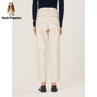 Hush Puppies暇步士女装2024春季新款简约米白百搭显瘦锥形牛仔裤 128米白 27