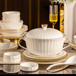 碗碟套装家用轻奢纯白北欧景德镇骨瓷碗盘碗具陶瓷2023餐具