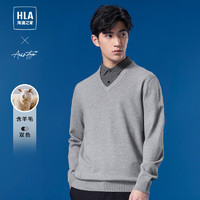 HLA 海澜之家 长袖针织衫男23轻商务时尚系列含羊毛假两件毛衣男春秋