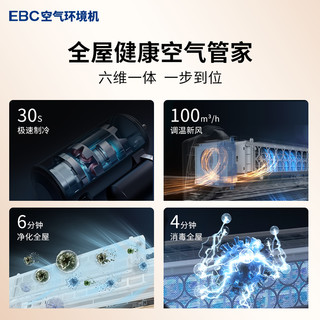 EBC英宝纯空气环境机 卧室1.5匹挂机冷暖两用新风空调除甲醛