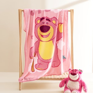 迪士尼（Disney）法兰绒毛毯子秋冬加厚午睡办公室空调盖毯毛巾被草莓熊100*150cm 【单层毯-小号】哈喽草莓熊