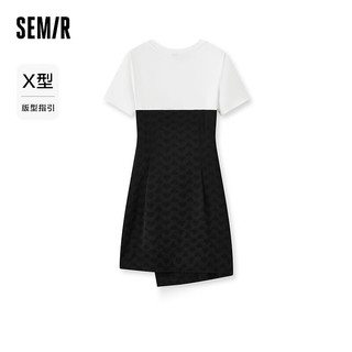 森马（Semir）连衣裙女不规则撞色拼接俏皮温柔系夏季爱心肌理收腰短裙气质 黑白色调00391 170/92A/XL