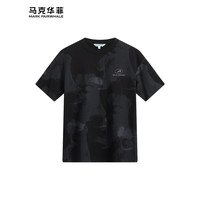 马克华菲【廓型版】舒适刺绣圆领短袖T恤男2024夏季印花潮流休闲上衣 001黑色 50/M