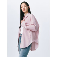 太平鸟2024春季运动芭蕾风防晒衬衫女士休闲宽松外穿式上衣 粉色 M