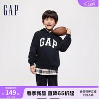 Gap 盖璞 男女童春季2024LOGO宽松运动连帽衫儿童装套头卫衣400075 黑色 120cm(XS)亚洲尺码