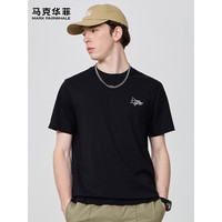 马克华菲 圆领短袖T恤男2024夏季印花简约百搭休闲上衣 001黑色 54/XL