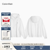 Calvin Klein Jeans24春夏女士休闲运动字母印花宽松连帽外套J223497 YAF-月光白 M