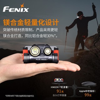 FENIX HM65R-T V2.0头灯强光远射聚泛双光源Type-C直充夜钓越野跑灯 HM65R-T标配含3400毫安电池