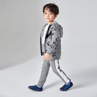 迪卡侬儿童套装宝宝宝宝春季童装运动装男童女童上衣裤子KIDC 男小童灰色套装（下装为白色条纹 95cm