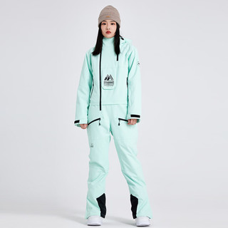 牧途雪2023滑雪服女连体服防风防水加厚保暖单双板一体式滑雪服 729 薄荷绿 XL