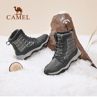骆驼户外鞋雪地靴男士防水防滑冬季加绒保暖高筒棉鞋女士