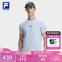 FILA 斐乐男子针织短袖衫2024夏简约基础运动干爽T恤 艾丽斯蓝-LB 170/92A/M