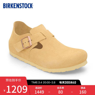 BIRKENSTOCK软木休闲鞋男女同款绒面London系列 米色窄版1027600 35