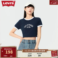 Levi's李维斯24春季女士短袖T恤拼色复古轻薄舒适休闲百搭 黑色 000S9-0001 S