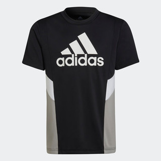 adidas阿迪达斯轻运动男大童装休闲上衣短袖T恤HF1835 黑色/纯质灰/白 164CM