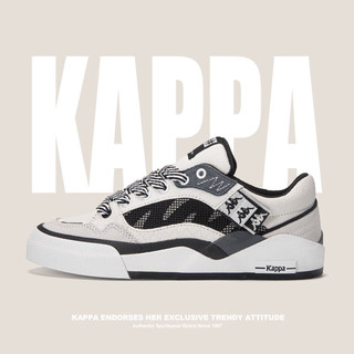 卡帕（Kappa）低帮板鞋男2024春季休闲帆布鞋 经典白/黑色 41 